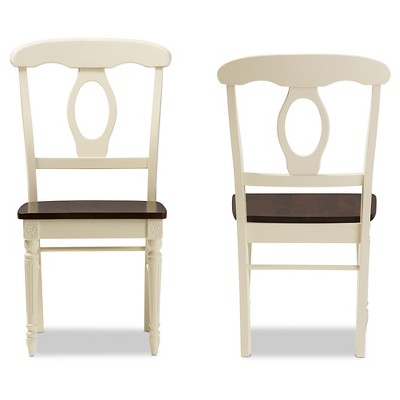 Buttermilk & Cherry Brown Wood Leather Parsons Dining Chair
