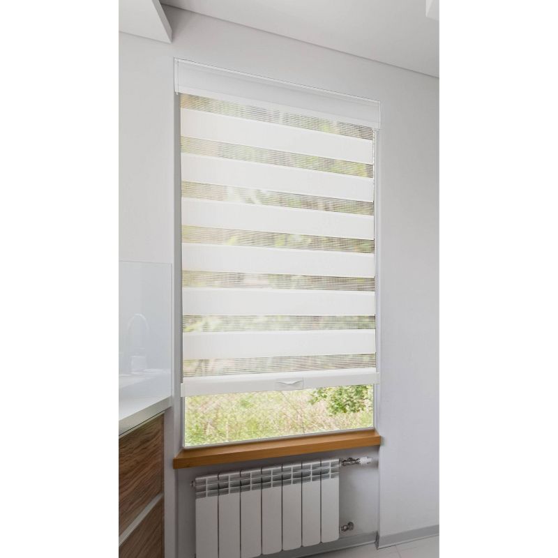 1pc Light Filtering Cordless Zebra Window Shade with Valance White - Lumi Home Furnishings, 3 of 7