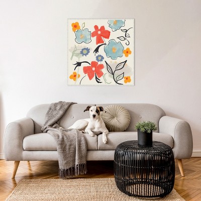 Robin Maria Abstract Floral Canvas Wall Art with White Frame