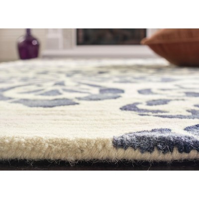 Ivory Navy Hand-Tufted Wool 8' x 10' Rectangular Area Rug