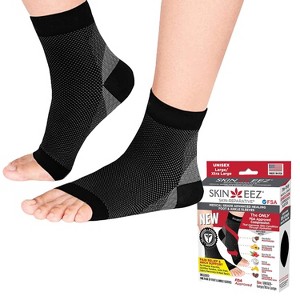 Skineez Medical Grade Compression Plantar Fasciitis Ankle Sleeve 30-40mmHg, Black/Gray, Small - X Large Sizes, 1 Pair - 1 of 4