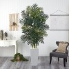 Nearly Natural 7.5-ft Golden Cane Palm Artificial Tree in White Tower Planter - 2 of 3