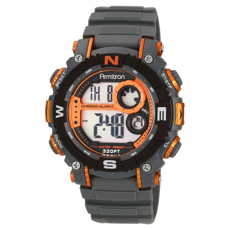 Men&#39;s Armitron Digital and Chronograph Textured Sport Resin Strap Watch - Gray/Black, 1 of 3