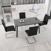 5-Piece Expandable Dining Set with Rectangular Table and 4 C-shaped Tubular Cushioned Armless Chairs - 3 of 4