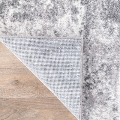 Gray Abstract Washable Synthetic Runner Rug