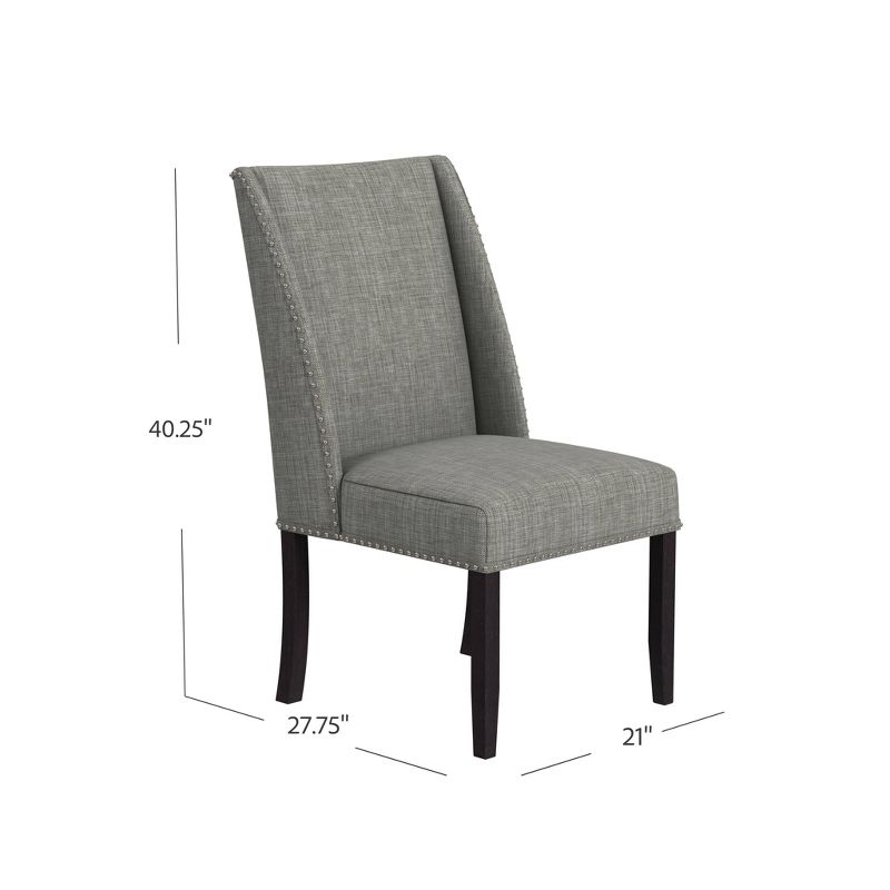 Set of 2 Wing Back Modern Dining Chairs Gray - HomePop, 3 of 13