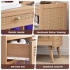 Record Player Stand with Charging Station, Boho Side Table with Vinyl Holder Storage Shelf, Natural - 4 of 4