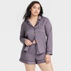 Women's Luxury Collection Shadow Striped Satin Notch Collar Top and Shorts Pajama Set - Auden™ - 4 of 4