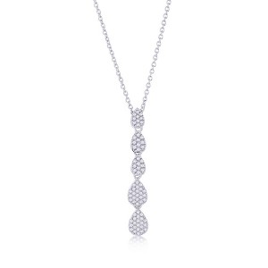 Diamonds D'Argento Sterling Silver, Graduating Pearshaped Diamond Necklace - (76 Stones) - Silver - 16+2 Inch - 1 of 2