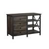 Vynxaria Rustic Credenza - Dark Oak/Rustic Brown Finish, 3 Drawers (Locking File), 2 Adjustable Shelves, 42.05"L x20.08"W x29.53"H - 4 of 4