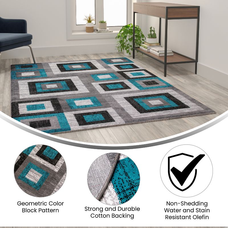 Masada Rugs Masada Rugs, Modern Accent Rug with Geometric Square Pattern, 6 of 11