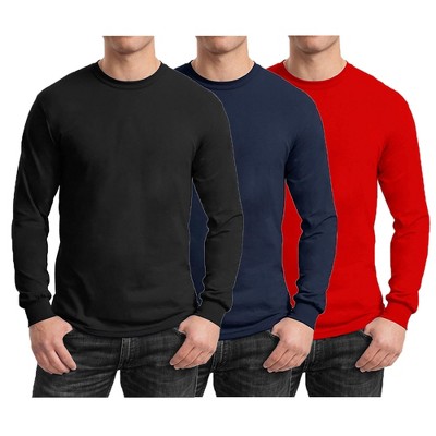 Galaxy By Harvic Men's Cotton-Blend Long Sleeve Crew Neck Tee 3-Pack