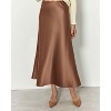 Women's 2025 Satin Midi Skirt - Elegant High Waist A-Line for Cocktail & Wedding Events Coffee - 4 of 4