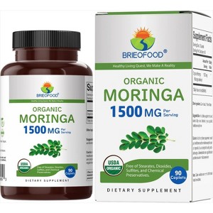 Brieofood Organic Moringa 1500mg, 45 Servings, Vegetarian, Gluten Free, 90 Vegetarian Tablets - 1 of 4