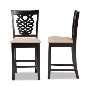 Baxton Studio 2pc Gervais Fabric Upholstered and Wood Barstool Set Dark Brown: Polyester, Fixed Height, Seats 2 - 1 of 4