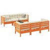 vidaXL 7 Piece Patio Sofa Set with Cushions Wax Brown Solid Wood Pine - Wax Brown - 2 of 4