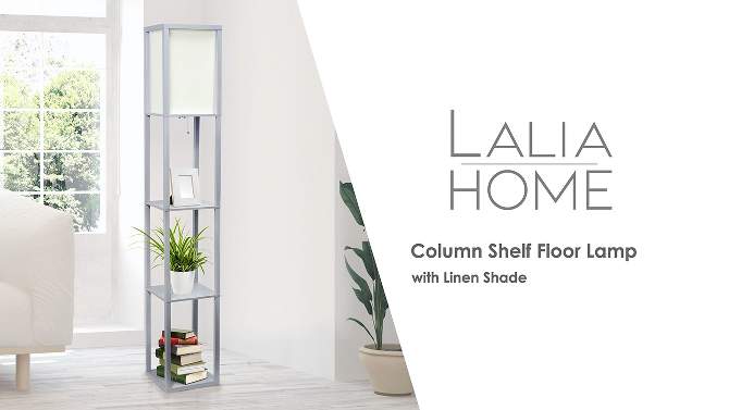 Column Shelf Floor Lamp with Linen Shade - Lalia Home, 2 of 11, play video