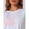 cheibear Women's Cotton Tie Dye Long Sleeve Round Neck Shirt with Drawstring Long Pants Pajama Set - 4 of 4
