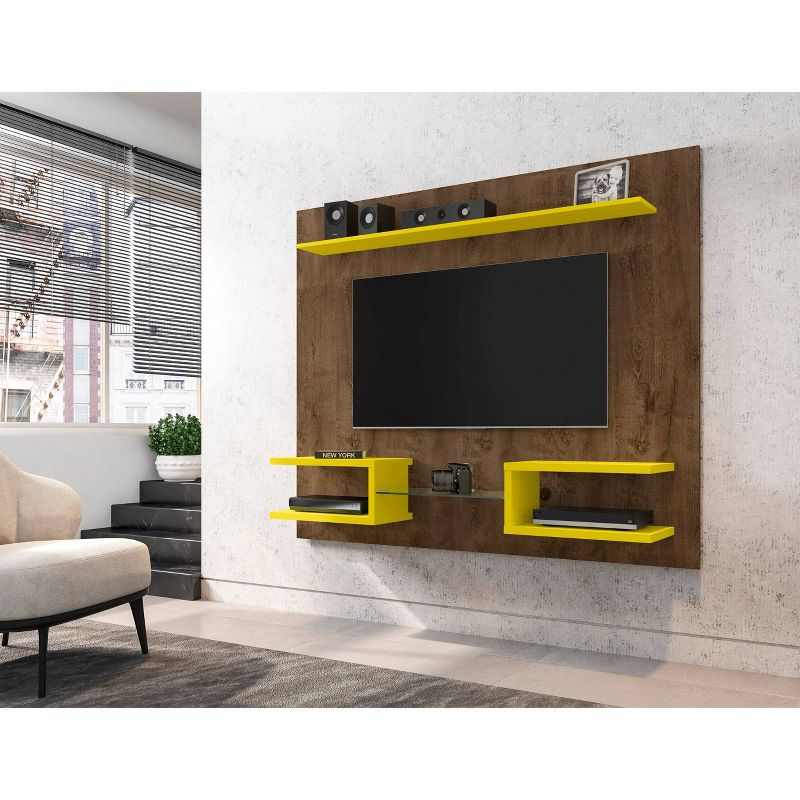 64.25&#34; Plaza Floating TV Stand for TVs up to 50&#34; Brown/Yellow - Manhattan Comfort, 3 of 11