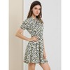 INSPIRE CHIC Women's Short Sleeve Tie Collar Floral Dress - 4 of 4