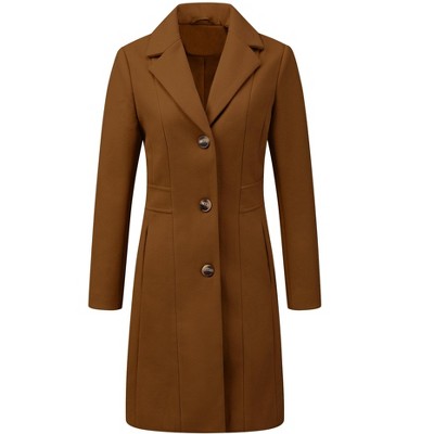 INSPIRE CHIC Women's Single Breasted Notched Lapel Long Winter Coats