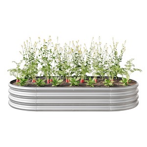 Bencmate Planters U Shape Large Garden Bed Outdoor Metal Raised Planter Bed for for Plants, Vegetables, Flowers, Gray, 70.86"*35.43"*11.42" - 1 of 4