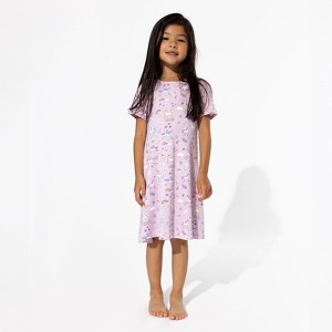 Bellabu Bear Baby Enchanted Unicorn Bamboo Girls' Short Sleeve Dress - 1 of 4