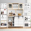 70'' Farmhouse Coffee Bar Cabinet, Liquor Cabinet with Glass Doors & Wine Racks, Kitchen Hutch Buffet Cabinet for Living Room Apartment - 4 of 4