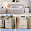 COZONY Fluted Nightstand Set of 2 with Charging Station, 3-Drawer Bedside Table with Metal Handles for Bedroom and Living Room - 4 of 4