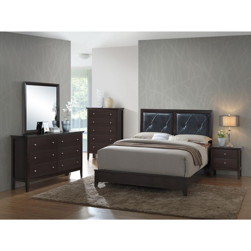 Passion Furniture Primo Tufted Faux Leather Upholstered King Panel Bed, 3 of 4