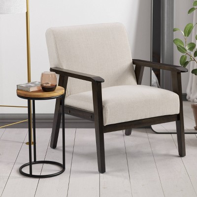 Greyson Beige Wood Mid-Century Modern Accent Chair