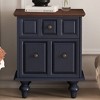 Vynxaria 20.47" Vintage Nightstand with 2 Drawers & Roman Column Legs - Elegant Dark Blue Design - 4 of 4