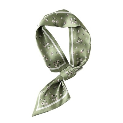 Anna-Kaci Women's Small Floral Print Soft Silky Scarf with Lightweight Soft Fabric Versatile Square Neck and Hair Accessory