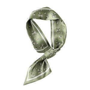 Anna-Kaci Women's Small Floral Print Soft Silky Scarf with Lightweight Soft Fabric Versatile Square Neck and Hair Accessory - 1 of 4