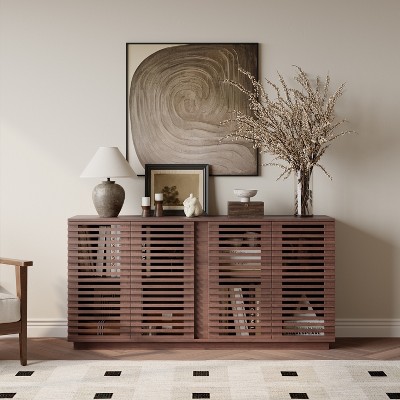Vynxaria Living Room Furniture Entertainment Storage Dining Room Cabinet, Buffet Sideboard With Solid Wood Doors