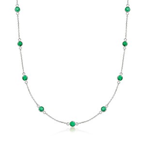 Ross-Simons 2.20 ct. t.w. Emerald Station Necklace in Sterling Silver - 1 of 3