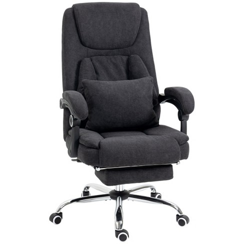 4-Point Massage Ergonomic Office Chair w/ Heating, Footrest & Reclining Backrest Black