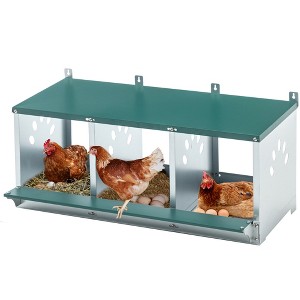 Chicken Nesting Box, 3 Compartment Wall Mount Metal Poultry Nest Box, Heavy Duty Chicken Laying Box, Large Chicken Coop Box for Chickens Hens - 1 of 4