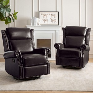Lauren Genuine Leather Manual Swivel Glider Recliner Set of 2|HULALA HOME - 1 of 4