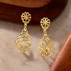 Ross-Simons Italian 14kt Yellow Gold Floral Drop Earrings - 3 of 4