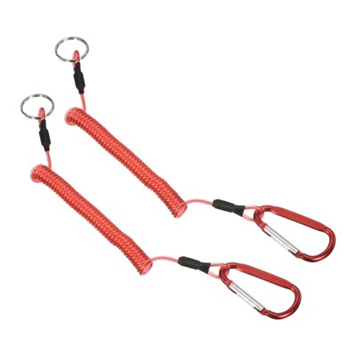 Unique Bargains Retractable Coiled Safety Cords D Shape Carabiners Fishing Tool Lanyards 2 Pcs 3.3ft