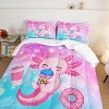 Acoinel 3 Pcs Axolotl and Milk Tea Lightwight Ultra Soft Comforter Set with 2 Pillowcases, Pink - 3 of 4