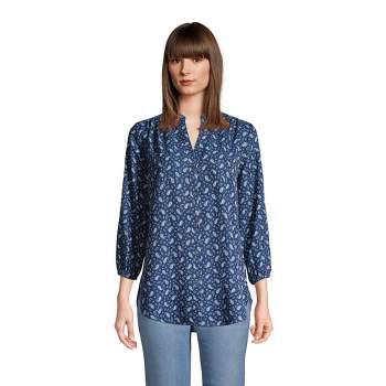 Lands' End Women's Rayon Button Front 3/4 Sleeve Tunic Top