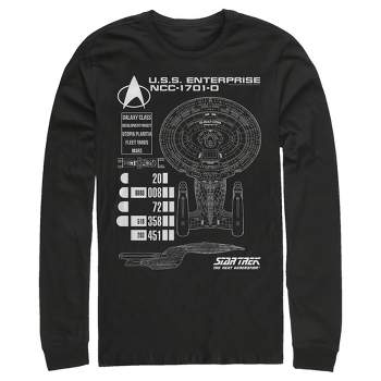 Men's Star Trek: The Next Generation Enterprise Galaxy Class NCC-1701-D Schematics Long Sleeve Shirt