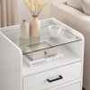 LED Nightstand with Led Lights and Glass Top, Night Stand with 2 Drawers and Open Storage - 2 of 4