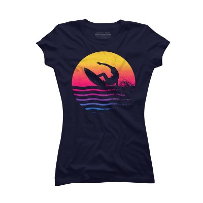 Junior's Design By Humans Surfer Waves By clingcling T-Shirt