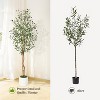 5/6/7FT Artificial Olive Tree with White Planter, Faux Potted Plant with Natural Wood Trunks, Realistic Floor Tree for Living Room Home Office Decor - 3 of 4
