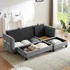 KWPZQEB 83" Sectional Sofa, Modular Upholstered Sectional Sofa with Storage, Convertible L-Shape Couch with Ottoman&Six Throw Pillows for Living Room - 3 of 4