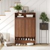Shoe Storage Cabinet with Wave Panel Doors, 45"H 5-Tier Shoe Cabinet with Adjustable Shelves - 3 of 4