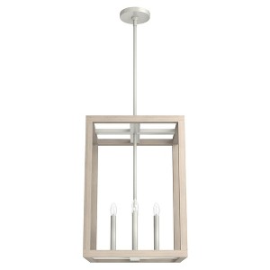 Hunter Fans 15" Squire Manor Ceiling Light Brushed Nickel/Bleached Wood Finish - 4 Bulbs, Incandescent, Dry Rated - 1 of 1